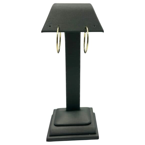 New 14K Yellow Gold Simple Hoop Earrings 1" .8 grams (9407) - Picture 2 of 5